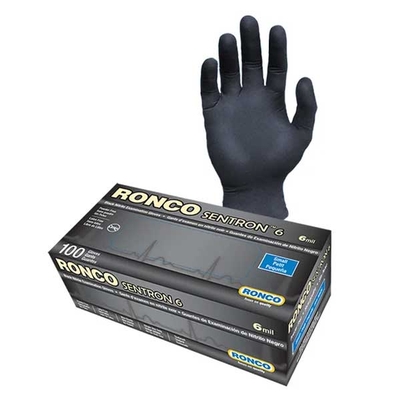 Boîte de 50 gants jetables en nitrile noir texturé, non poudré